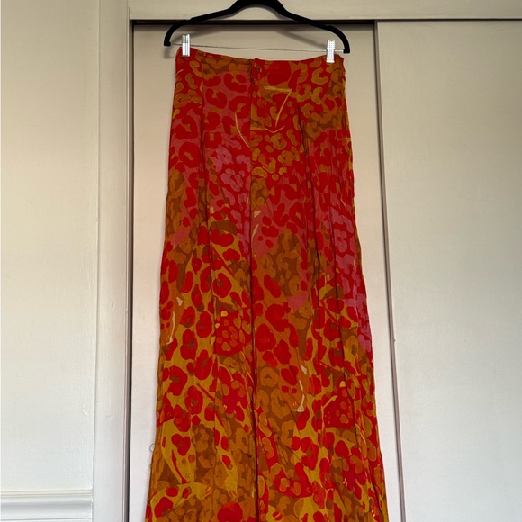 FARM Rio Red and Orange Wide Leg Pants - Picture 1 of 3